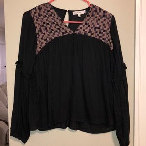 checker-detailed blouse